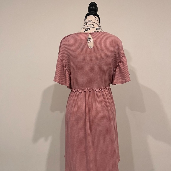 Rare Editions Girls Waffle Weave Mauve Dress - Picture 3 of 3